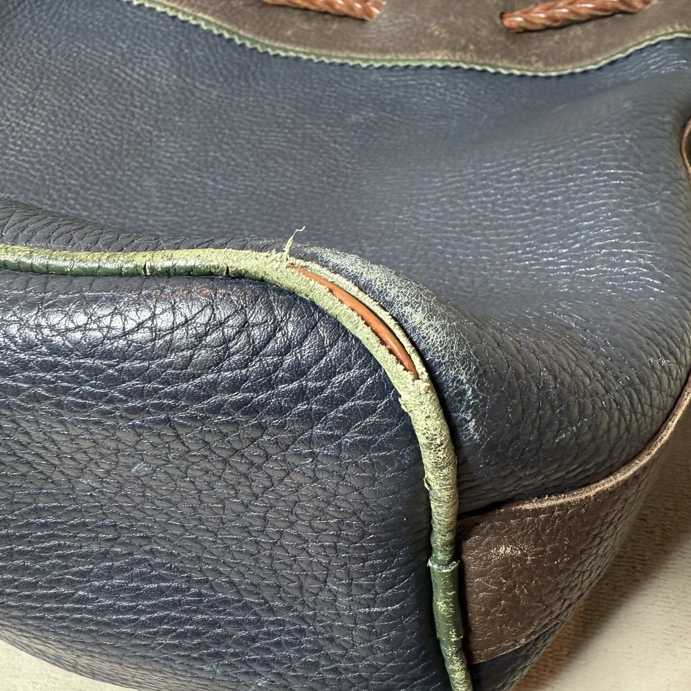 Dooney & Bourke Vintage Navy Pebbled Leather Teton Bucket Drawstring Bag - Picture 16 of 16